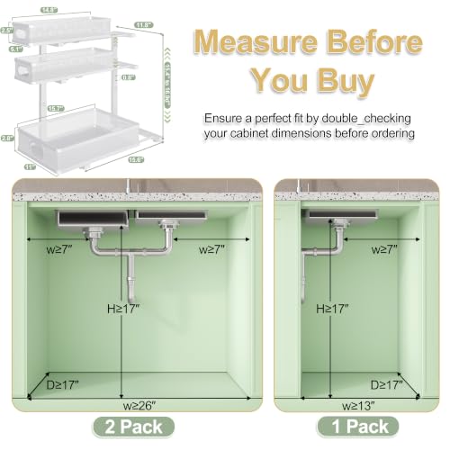 3 Tier White Under Sink Organizer,Kitchen Cabinet St | Under Sink Stor - Image 3