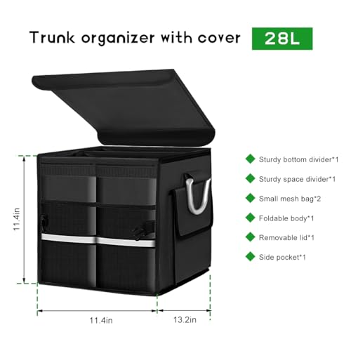 Trunk Organizer with Lid, 28L Collapsible 2-Compartment - Image 3