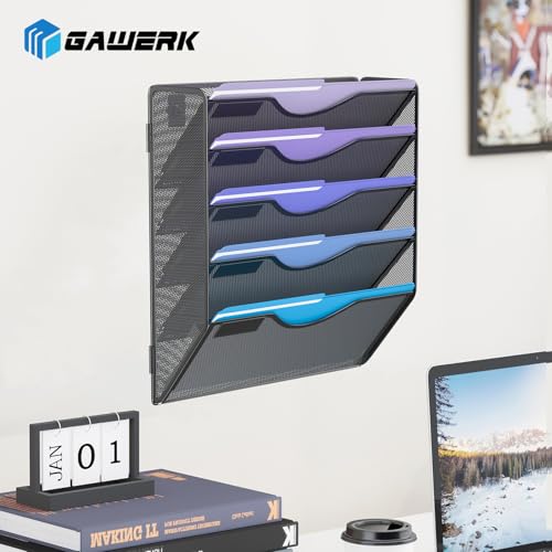 5 Tier Hanging Wall File Organizer, Mesh Mail Paper - Image 7