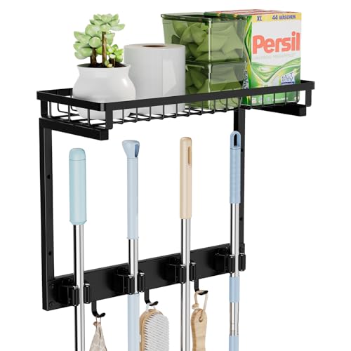 Broom Holder Wall Mount, Mop Organizer with Cleaning Tools - Image 2