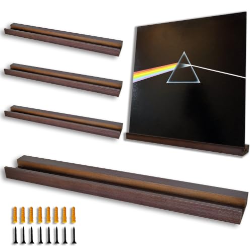 Vinyl Wall Mount Shelf,Floating Album Record Holder,4 Pack,Walnut - Image 2