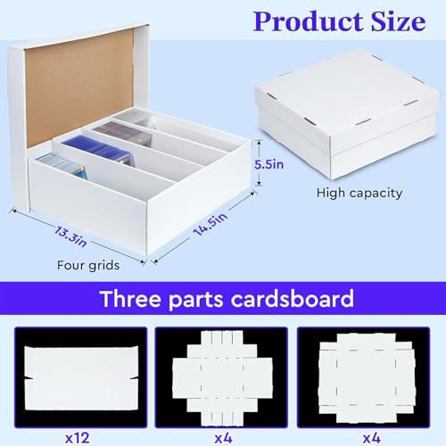 4 Pack Trading Card Storage Box - 4 Rows, Cardboard - Image 3