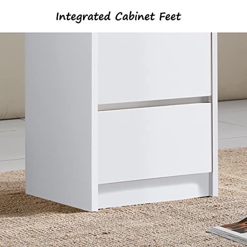 White Bedside Table Modern Simple Nightstand with 2 Storage - Image 7