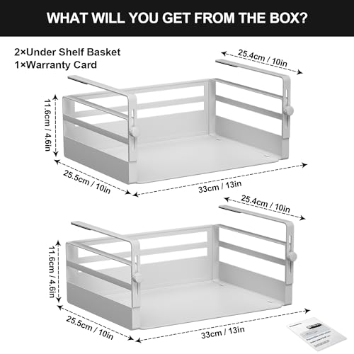 2 Pack Under Shelf Storage Basket | Home Organization - Image 3