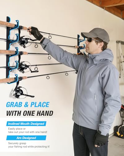 Fishing Rod Rack,Wall or Ceiling Mounted Pole Holder Garage - Image 7