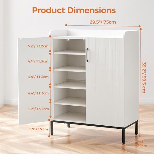 Mericonia Large 5-Tier Shoe Storage Cabinet with Doors - Image 3