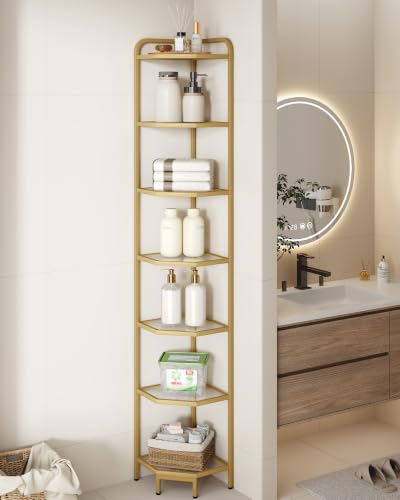 Hzuaneri Corner Shelf Stand, 7-Tier Glass Bookshelf Bookcase - Image 6