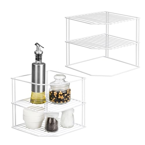 Kitchen Cupboard Organiser [2 Pack], 3 Tier White Corner Plate - Image 2