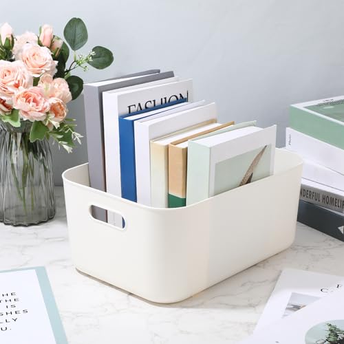 Zopeal White Plastic Storage Bins,10 Pcs,14 x 10.5 x 6.4 Inch - Image 6