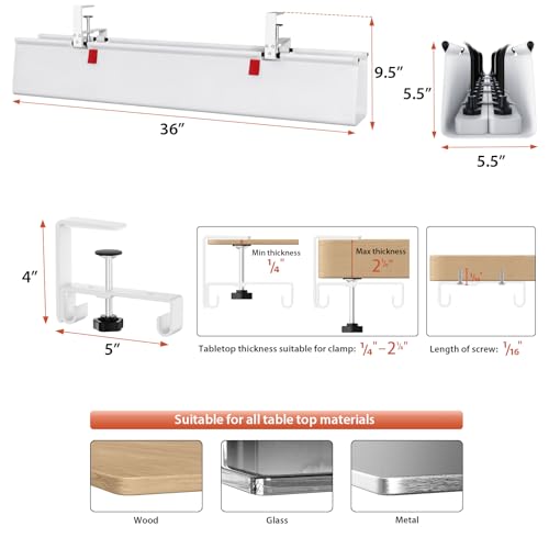 Univivi No Drill Under Desk Cable Management Tray, 36 inch - Image 5