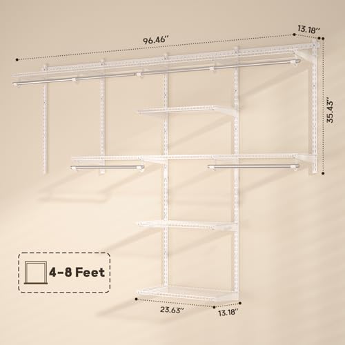 Homde Quality Closet Organizer System: 4-8 Ft Adjustable Metal - Image 3