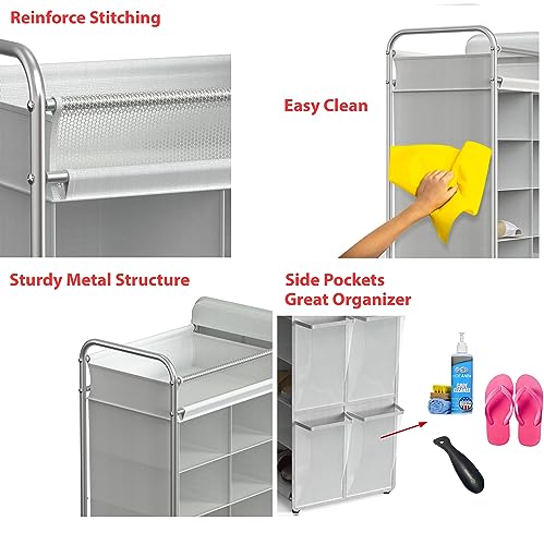 Simple Houseware 16 Cube Shoe Stand Tower Rack 8 Tier, Gray - Image 5