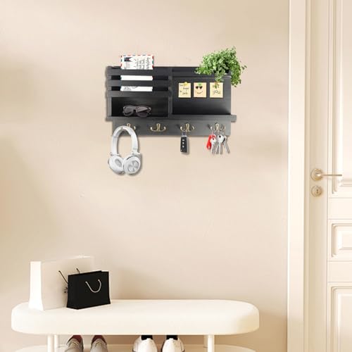 Key Holder Wall Mount, Wood Key and Mail Organizer for Wall - Image 3