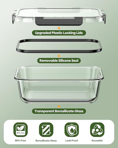 KEMETHY 40 PCS Glass Food Storage Containers with Lids - Image 4