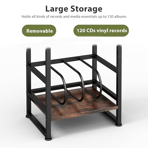 3-Tier Record Player Stand, with Storage, 28" H, Rustic - Image 5