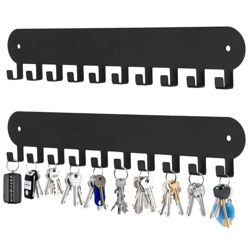2 Pack Key Holder for Wall, Key Hooks with 10 Hooks, Black - Image 2
