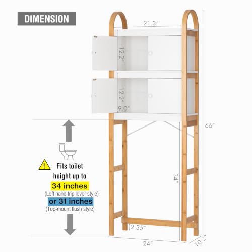UTEX Over the Toilet Storage Cabinet with Doors, Arched Bamboo - Image 3