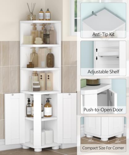 Small Bathroom Corner Storage Cabinet with 3 Open Shelves - Image 5