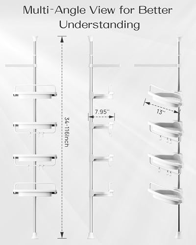 Corner Shower Caddy Tension Pole for Shampoo Holder, Stainless - Image 3