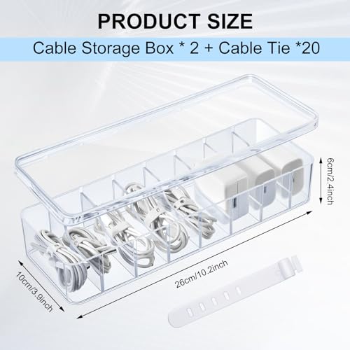 Tatuo Cord Organizer Box with Lid, Clear, 2 Pack - Image 3