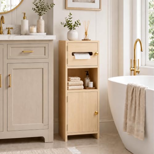 HOOBRO Small Bathroom Storage Cabinet, Wooden Slim - Image 2