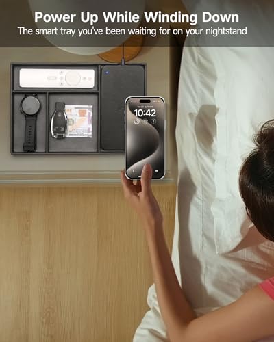 Valet Tray, Built in Wireless Charging Pad, Nightstand Organizer - Image 6