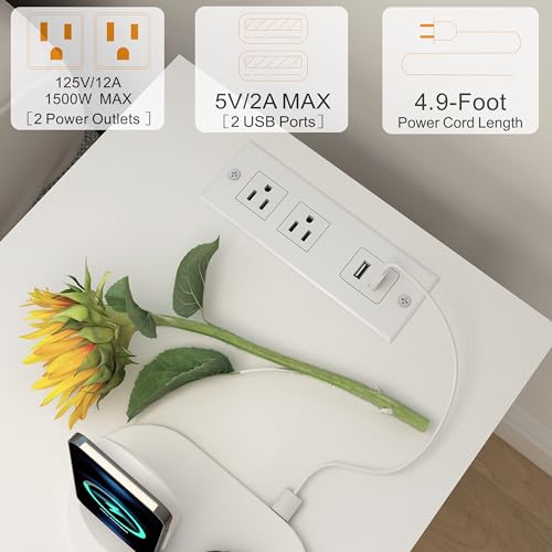 Nightstand with Charging Station,White End Table Mod | All Products - Image 7