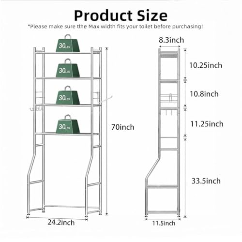 Ekisemio Over the Toilet Storage Cabinet, Metal 4 Tier - Image 4