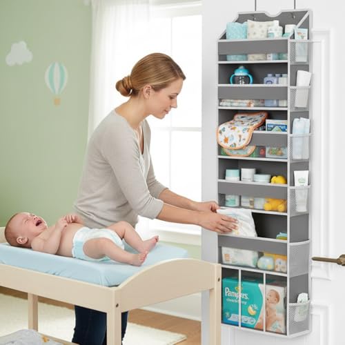 Over the Door Hanging Organizer for Bathroom & Nursery - 6 Shelf - Image 3