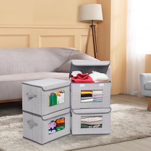 Univivi Fabric Closet Storage Bins with Lids for Shelves 4 Pack - Image 7
