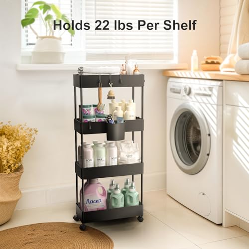 Pipishell 4 Tier Slim Storage Cart with Wheels, Laundry Cart - Image 4