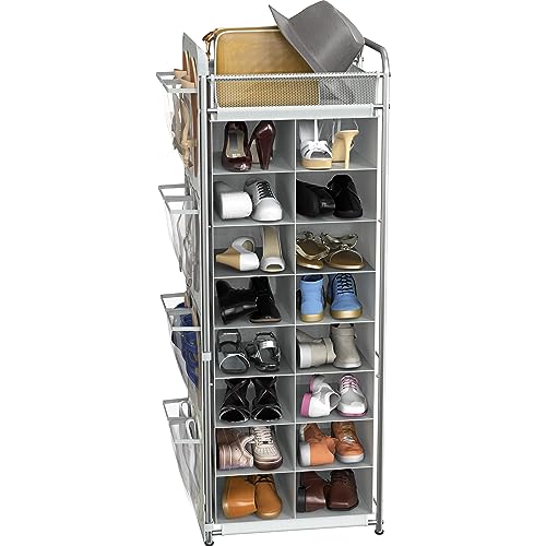 Simple Houseware 16 Cube Shoe Stand Tower Rack 8 Tier, Gray - Image 8