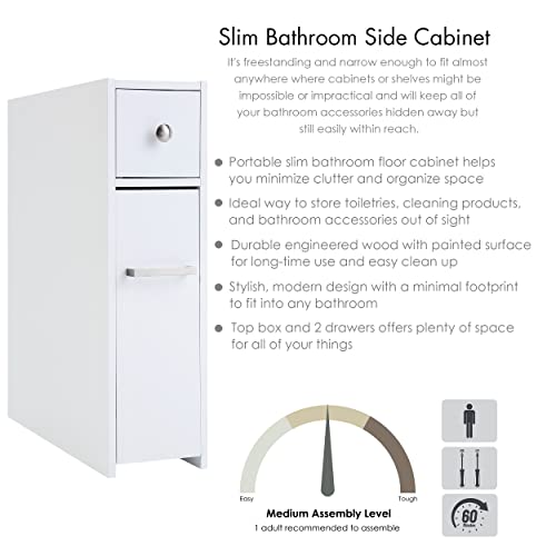 Spirich Slim Bathroom Storage Cabinet with Toilet Paper Holder - Image 6
