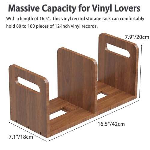 Wooden Vinyl Record Storage with Adjustable Divider - Image 4