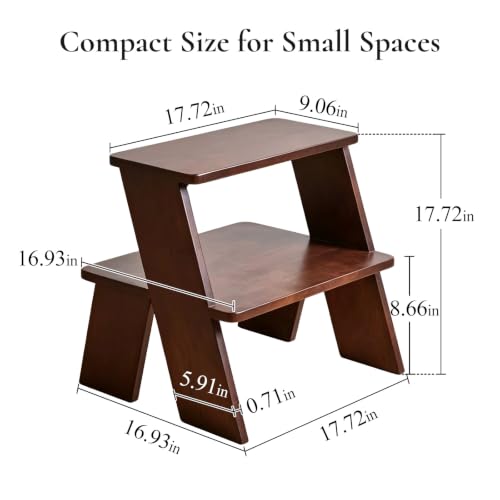 2-Tier End Table, Solid Rubber Wood Stool-Style Side Table - Image 3