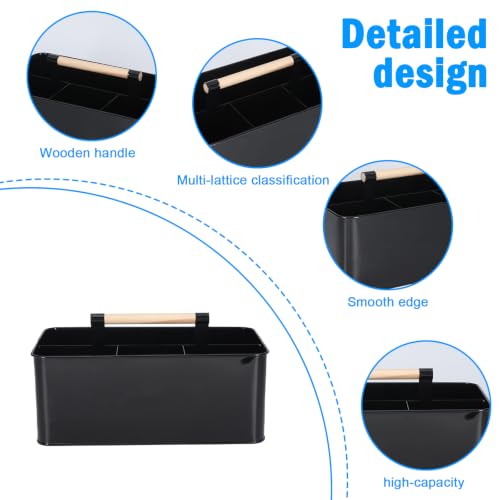 Cleaning Caddy with Handle, Black Metal Supply Organizer - Image 3