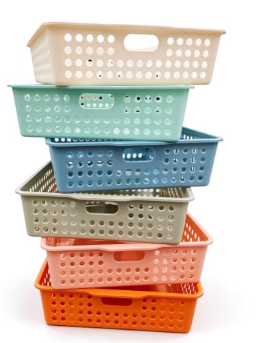 Simple Trending 6Pcs Plastic Classroom Storage Baskets, Turn - Image 2