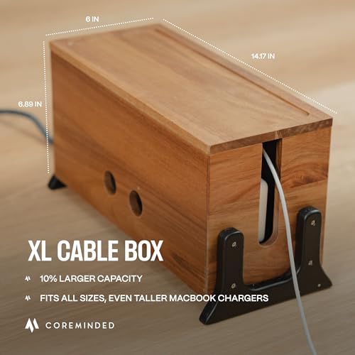 Extra Large Cable Management Box, Wood Cord Hider Box & - Image 4