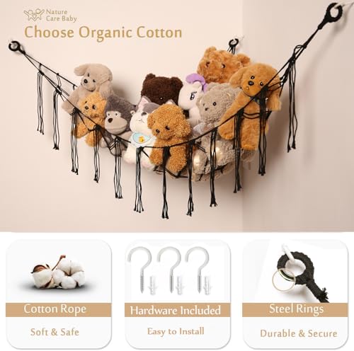 YKBU Stuffed Animals Hammock Corner Hanging Net with Tassel - Image 4