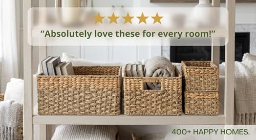 Wicker Basket Set of 4, Seagrass & Hyacinth Storage Baskets - Image 6