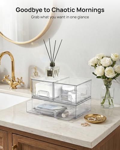 Vtopmart Clear Stackable Storage Drawers Set of 5, Plastic - Image 4