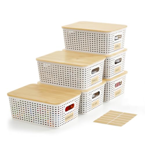 Bagnizer Small Plastic Storage Bins with Bamboo Lids 5.2qt - Image 2