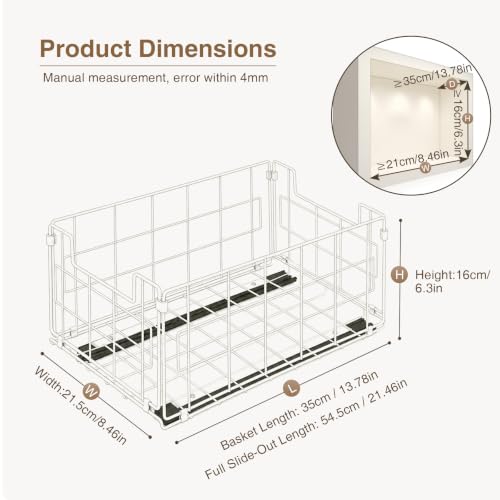 Pull Out Cabinet Sliding Basket Organizer, No Drill, White - Image 3