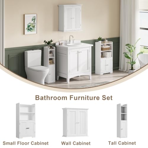 ChooChoo Small Bathroom Storage Cabinet with 2 Door and Shelves - Image 7