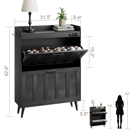ChooChoo Shoe Storage Cabinet with 2 Flip Drawers and Deodorizer - Image 4