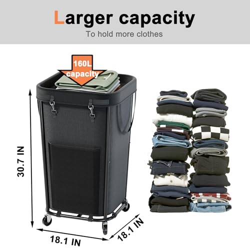 Laundry Basket with Wheels Rolling Laundry Basket | Laundry & Clothing - Image 3