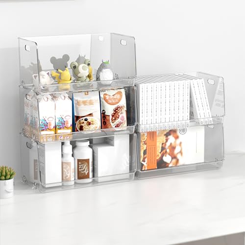 Nicunom 2 Pack Stackable Plastic Storage Bins Open Front, Clear - Image 7