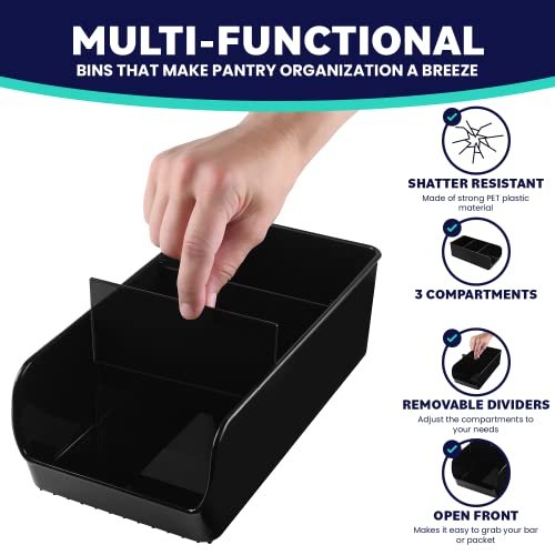 Black Storage Bins for Pantry - 3 Compartment Kitchen Cabinet - Image 4
