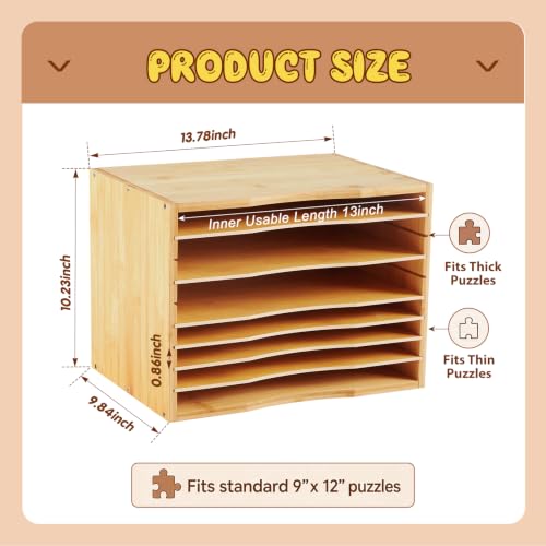 1 Pack Bamboo Puzzle Storage Rack, 7-tier - Image 4
