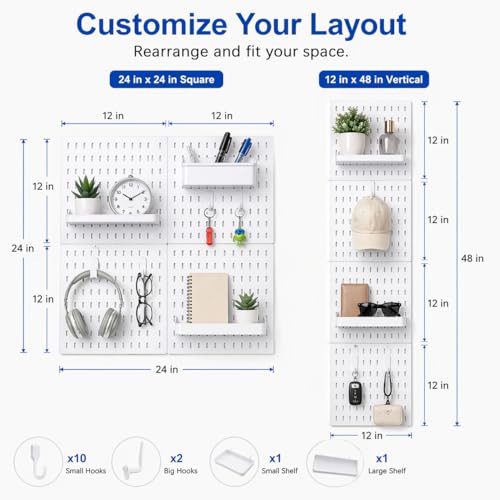 Colville White Pegboard Wall Organizer Kit, 24 x 24 in, 4 Panels - Image 5